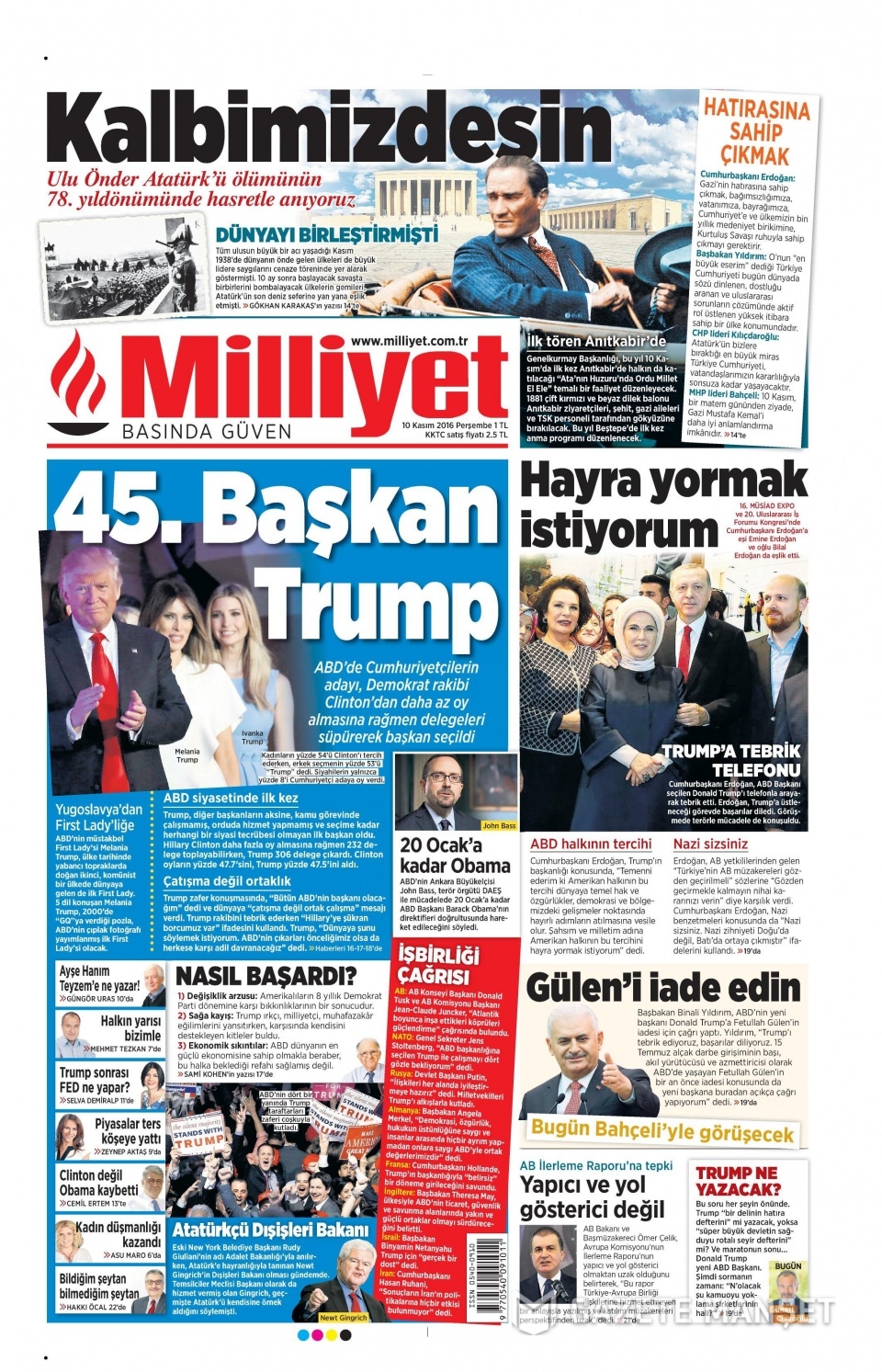 10 Kasım Perşembe gazete manşetleri 1