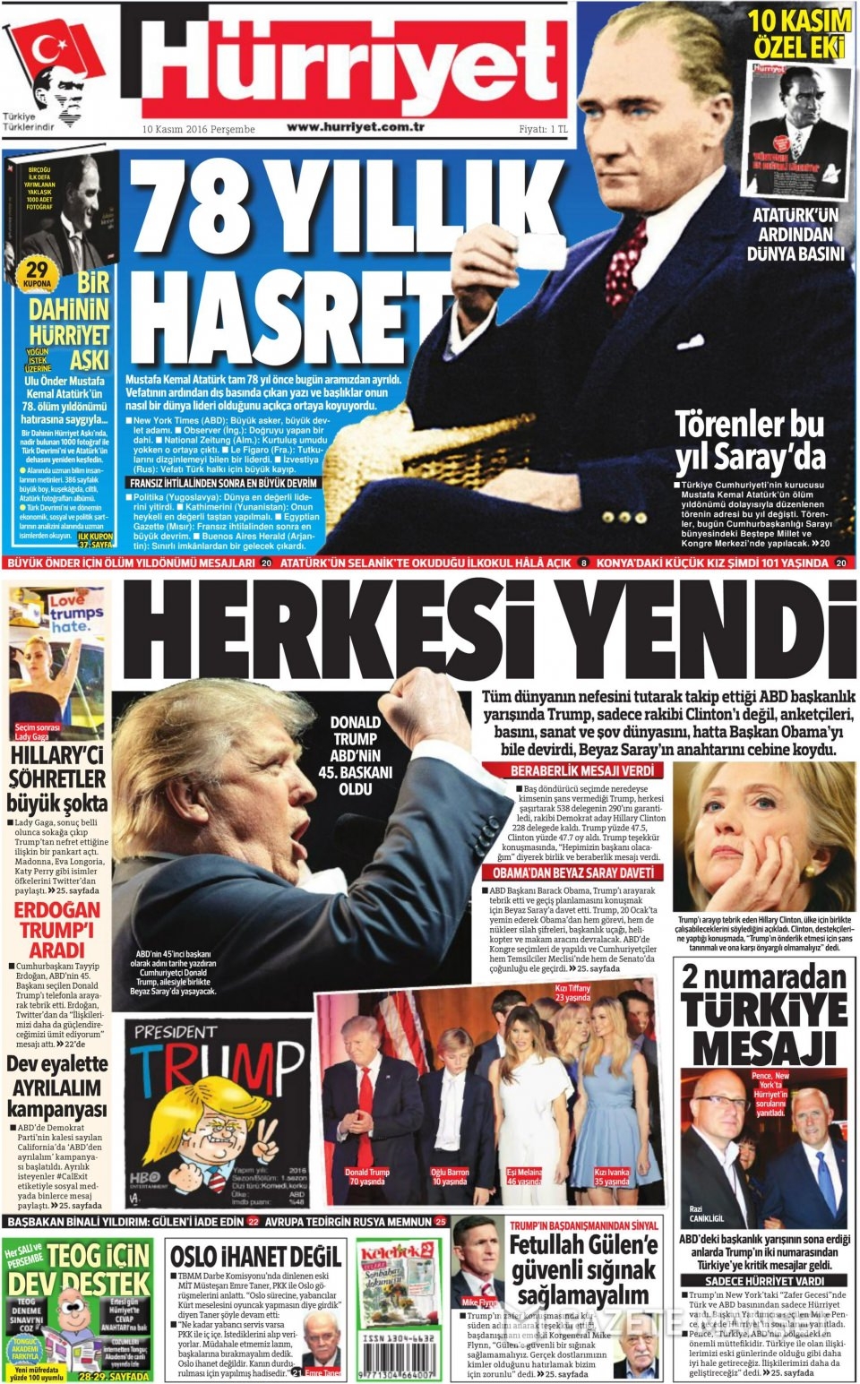 10 Kasım Perşembe gazete manşetleri 11