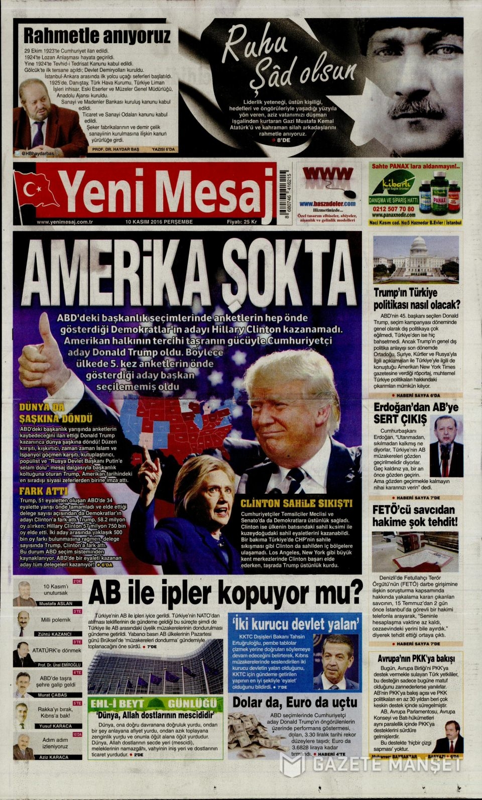 10 Kasım Perşembe gazete manşetleri 15