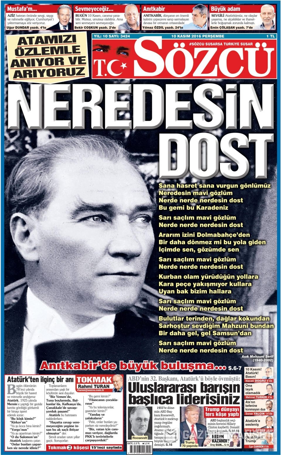 10 Kasım Perşembe gazete manşetleri 22