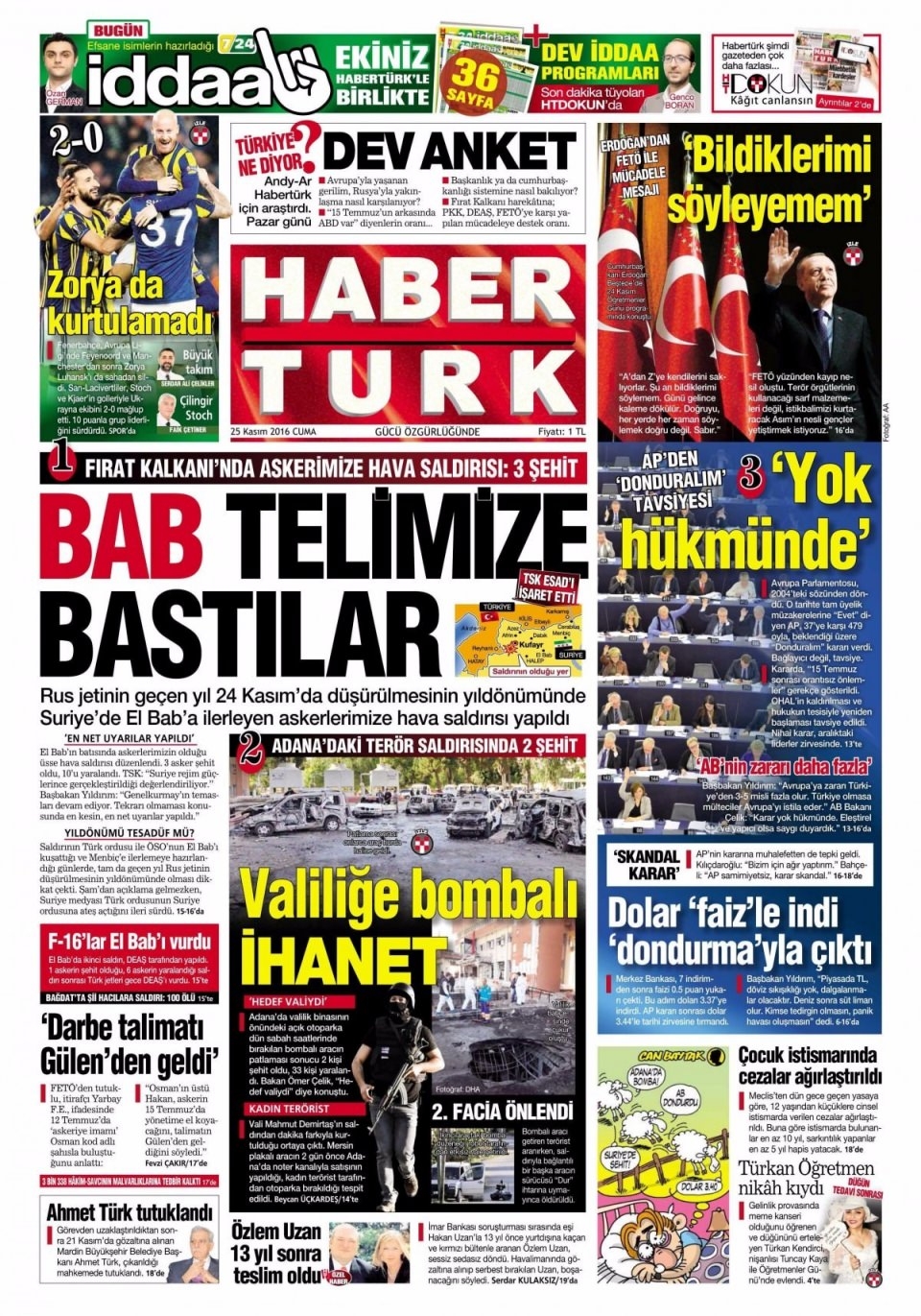 25 Kasım Cuma Gazete Manşetleri 11