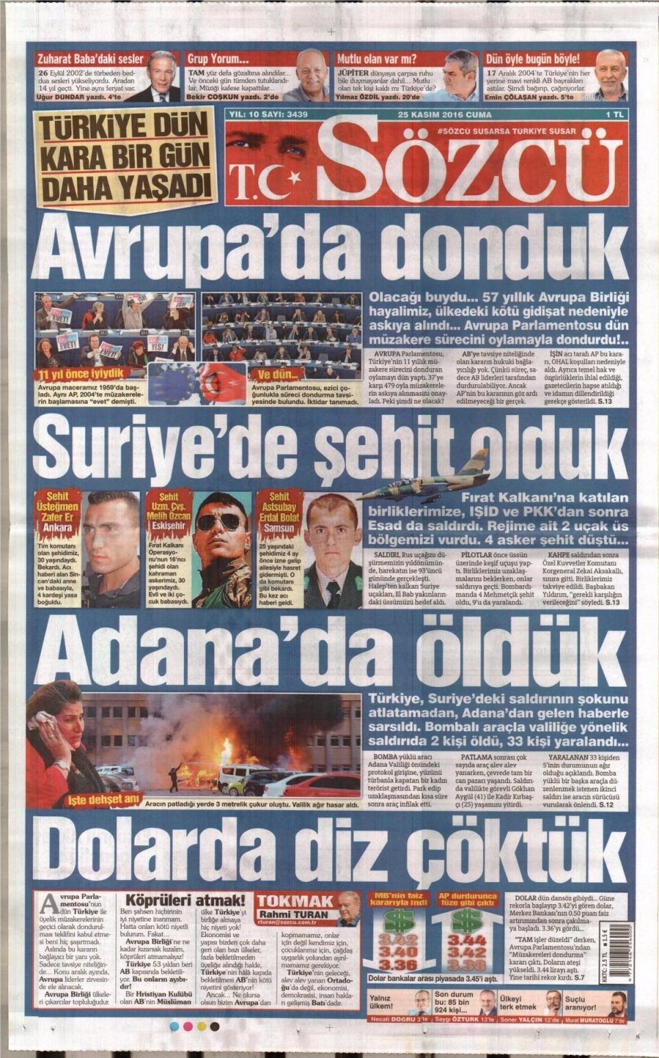 25 Kasım Cuma Gazete Manşetleri 12