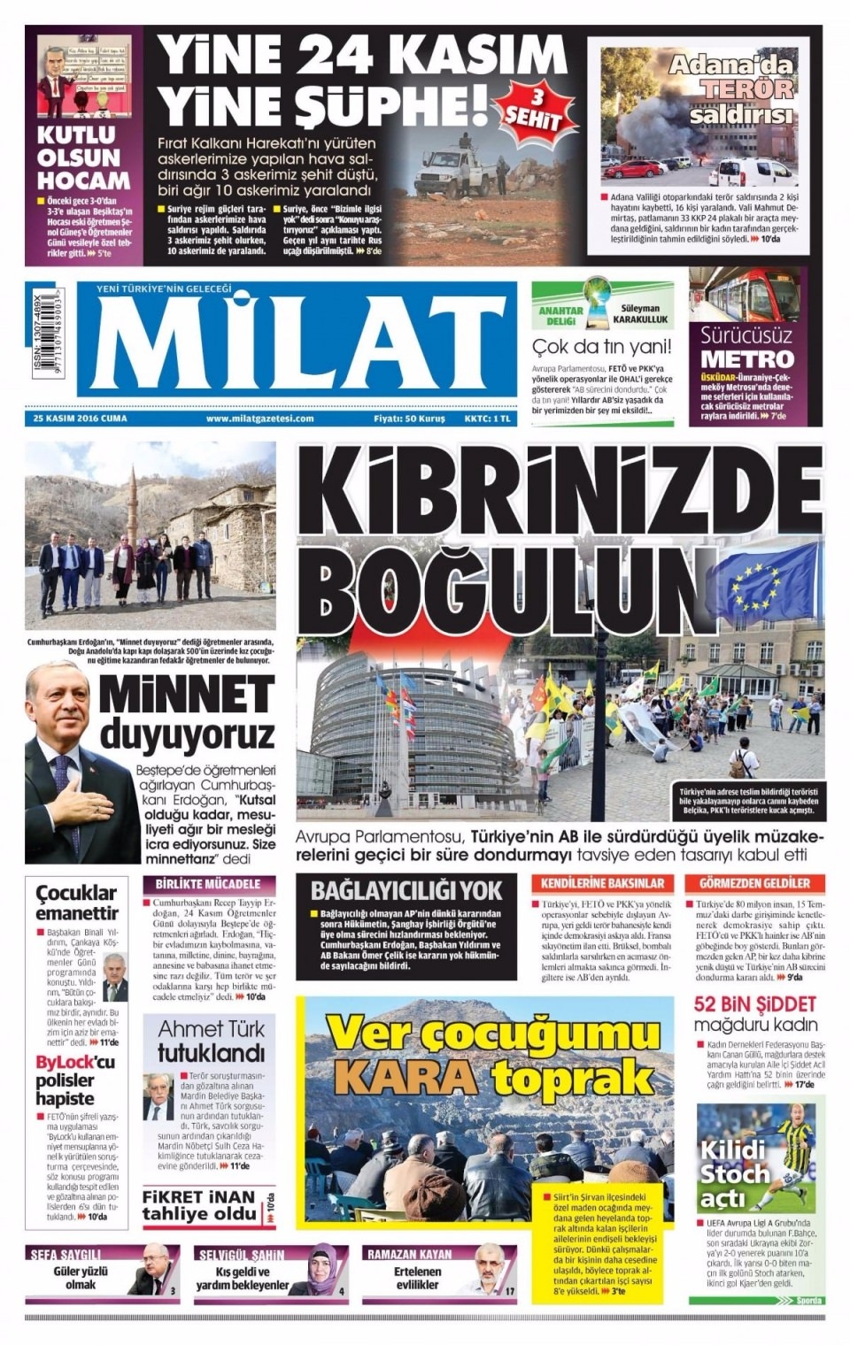 25 Kasım Cuma Gazete Manşetleri 14