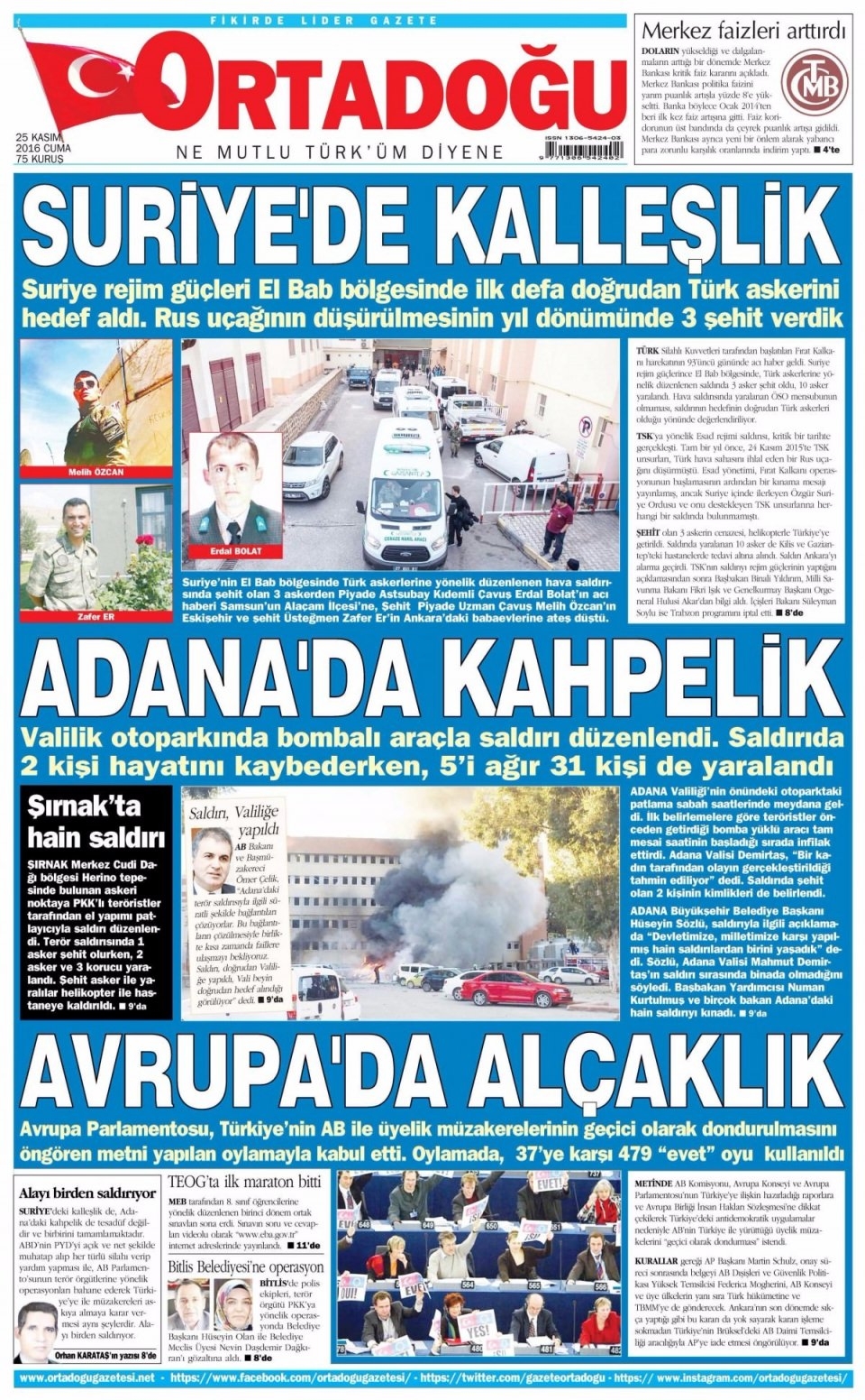 25 Kasım Cuma Gazete Manşetleri 16