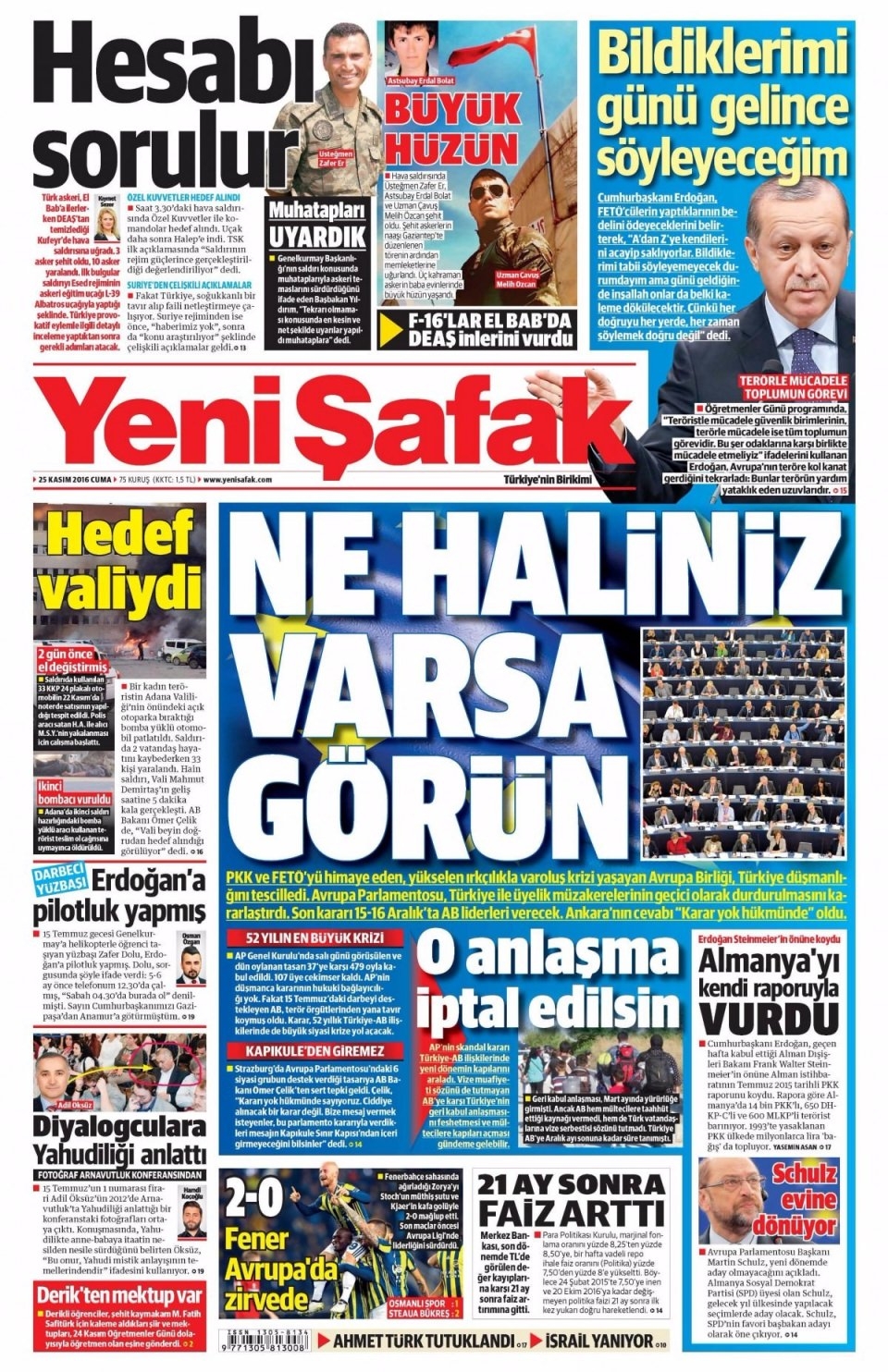 25 Kasım Cuma Gazete Manşetleri 2