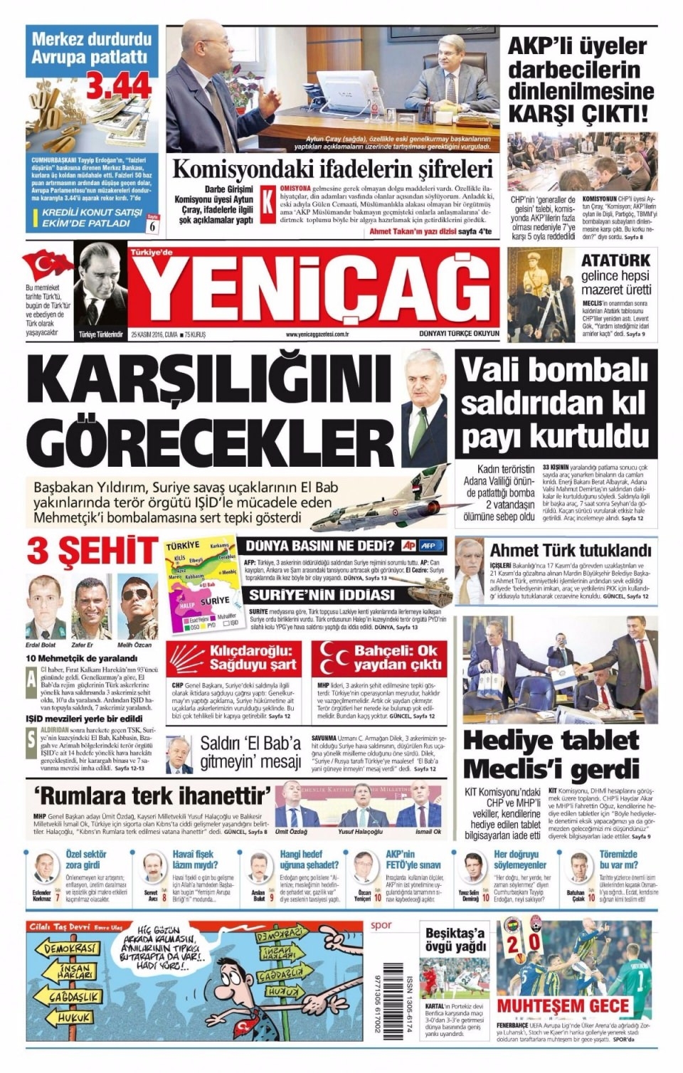 25 Kasım Cuma Gazete Manşetleri 20