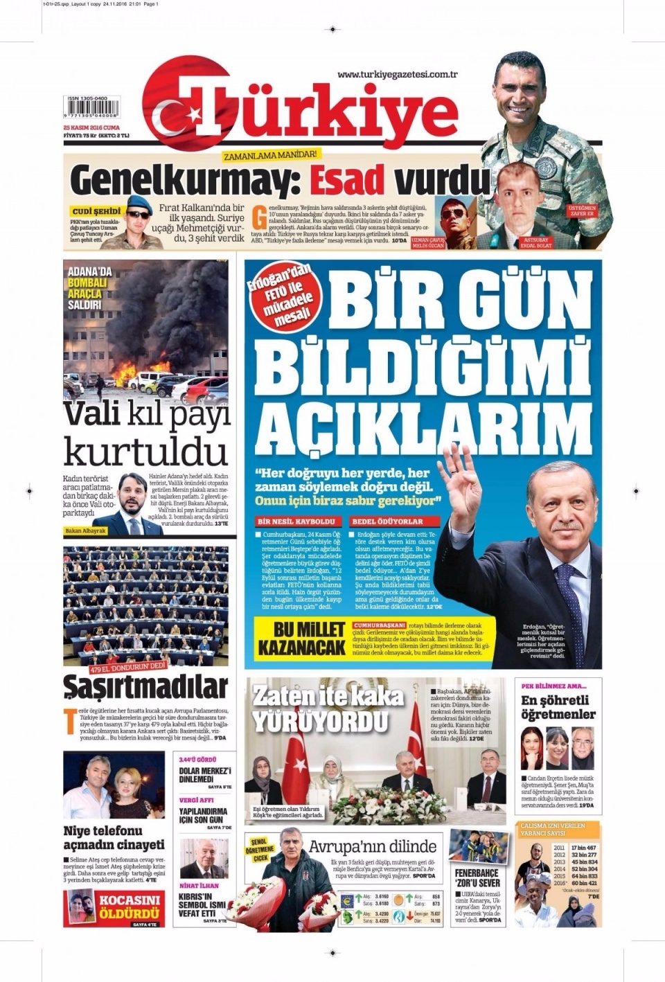 25 Kasım Cuma Gazete Manşetleri 5