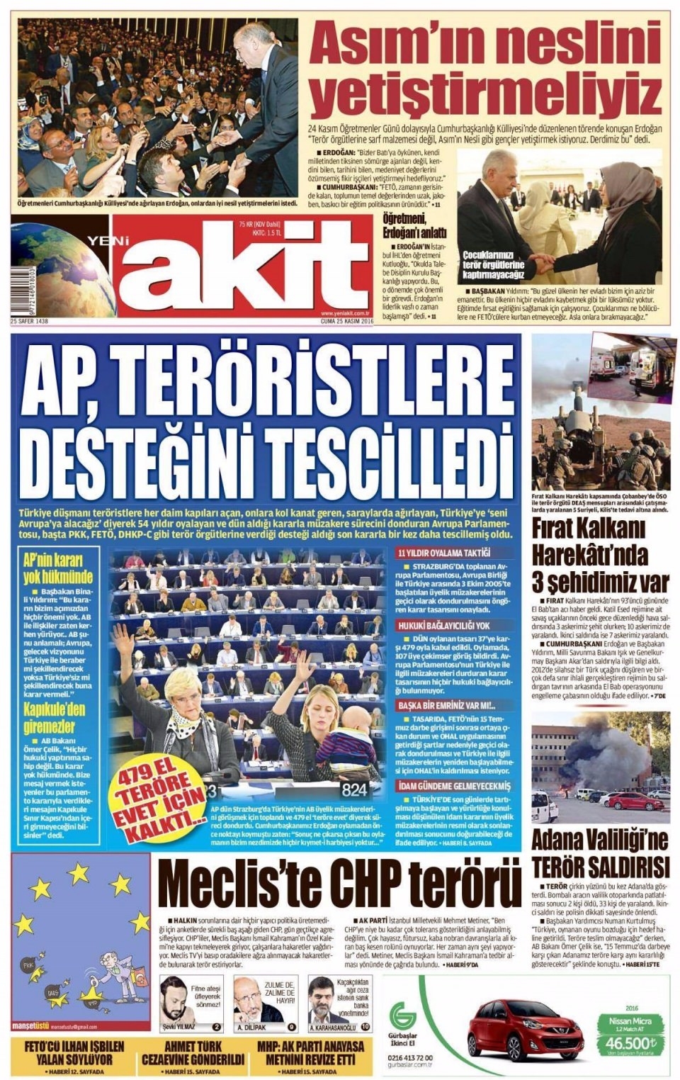 25 Kasım Cuma Gazete Manşetleri 6