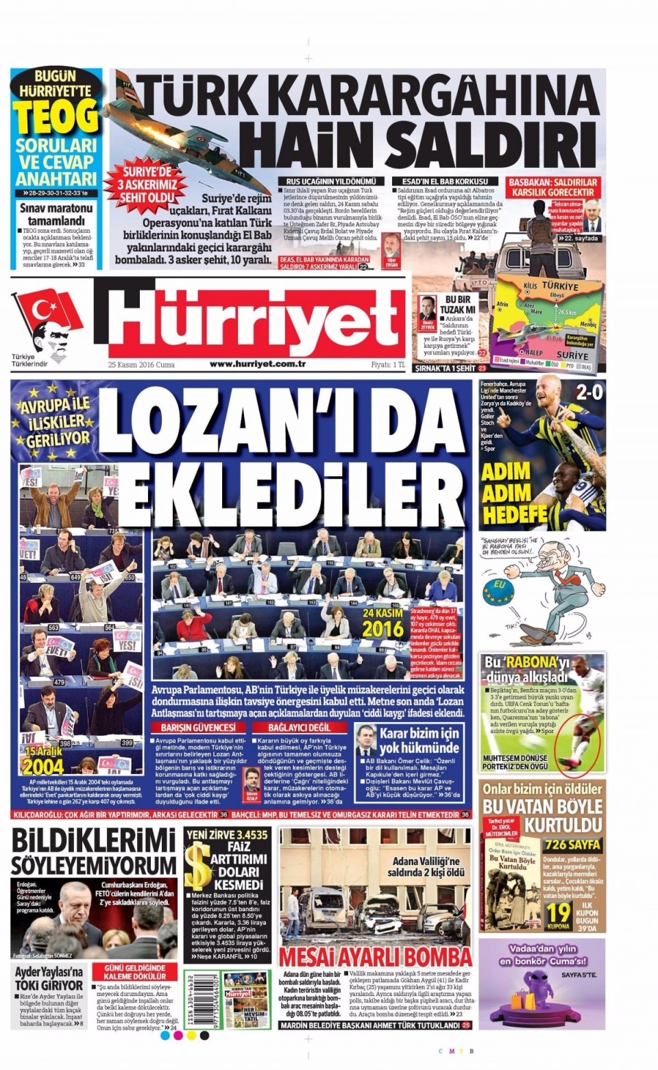 25 Kasım Cuma Gazete Manşetleri 7