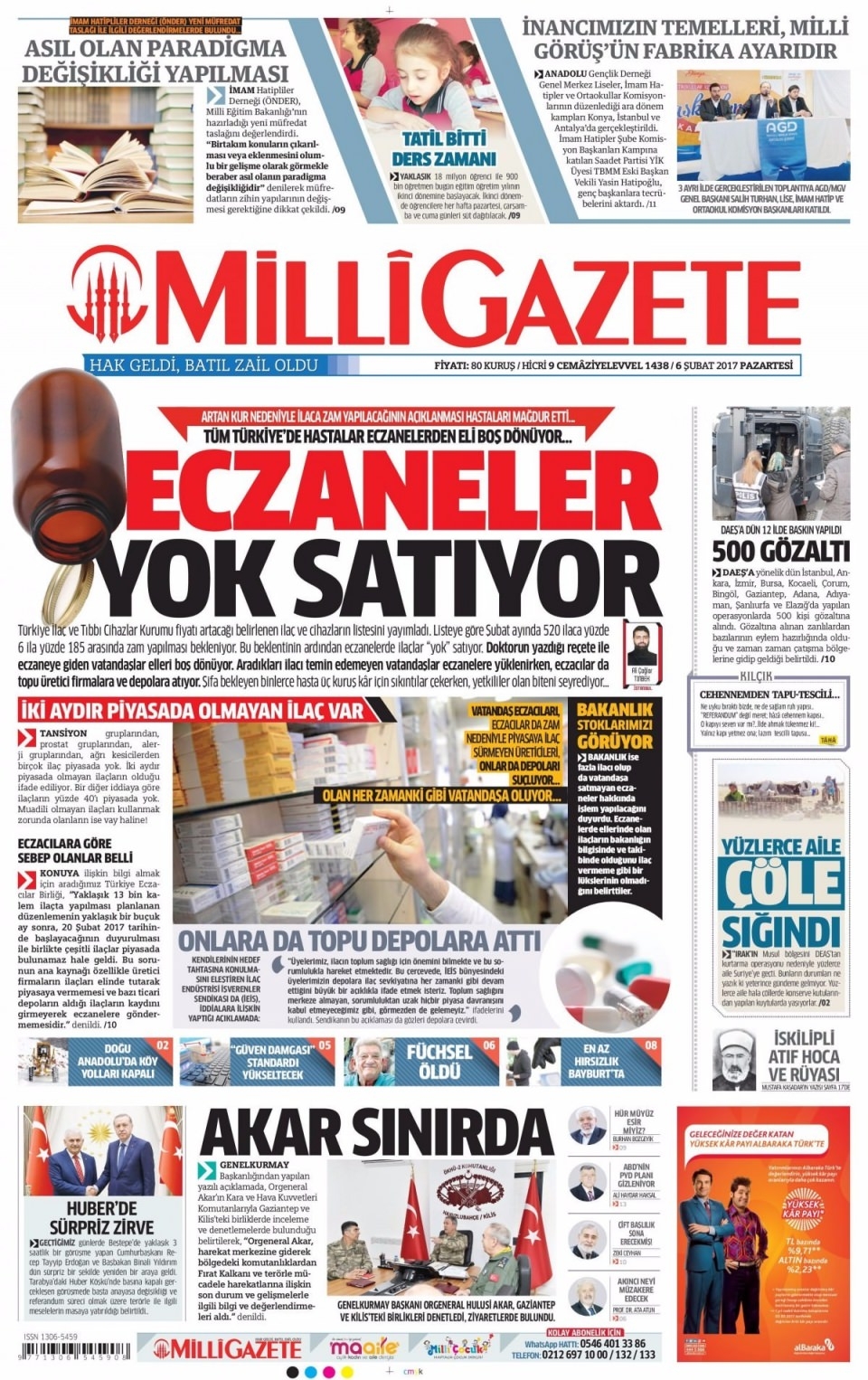 6 Şubat Pazartesi Gazete Manşetleri 10