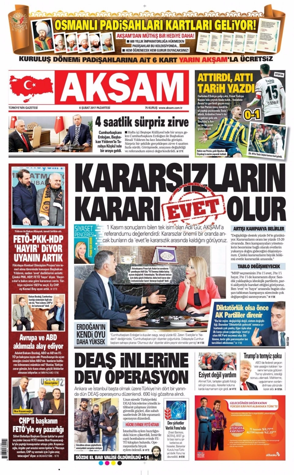 6 Şubat Pazartesi Gazete Manşetleri 11