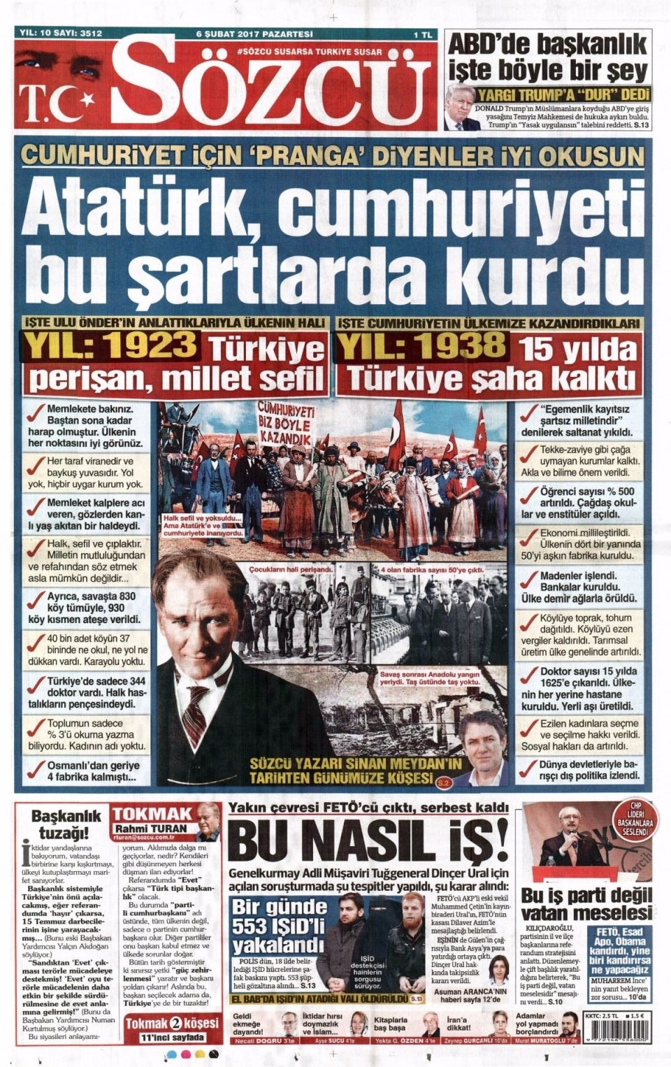 6 Şubat Pazartesi Gazete Manşetleri 13