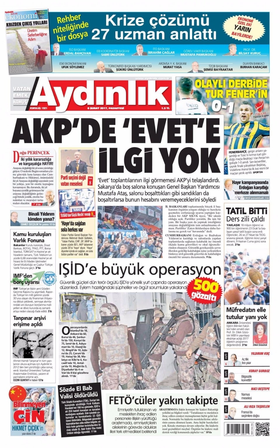 6 Şubat Pazartesi Gazete Manşetleri 18