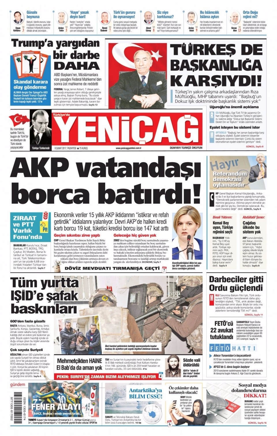 6 Şubat Pazartesi Gazete Manşetleri 20