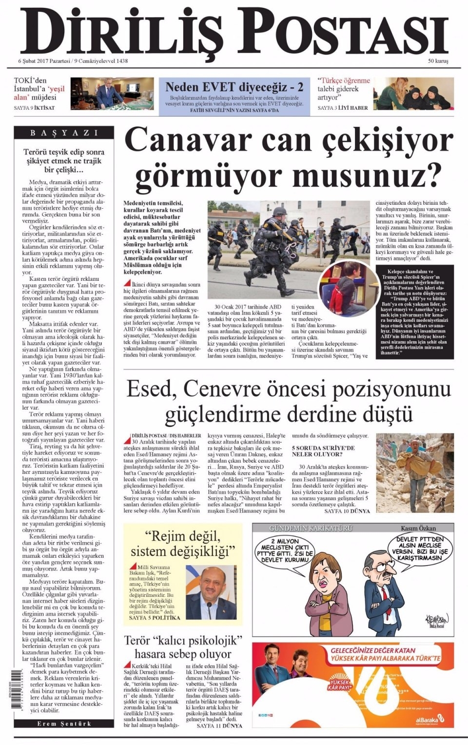 6 Şubat Pazartesi Gazete Manşetleri 21