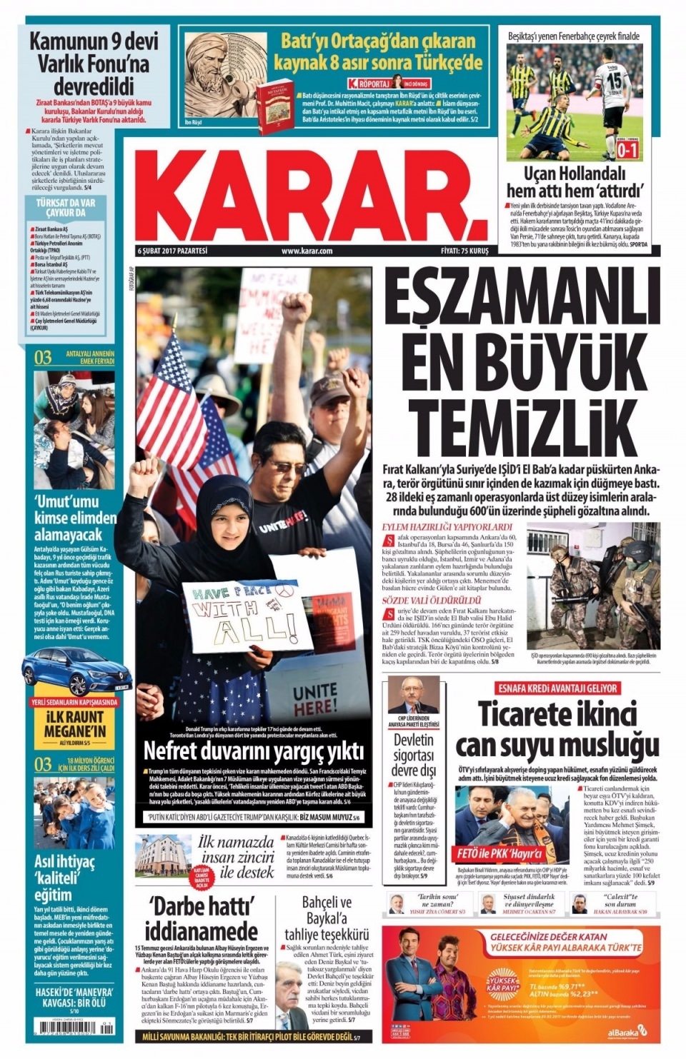 6 Şubat Pazartesi Gazete Manşetleri 23