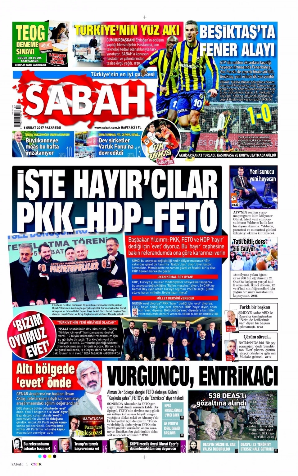 6 Şubat Pazartesi Gazete Manşetleri 3