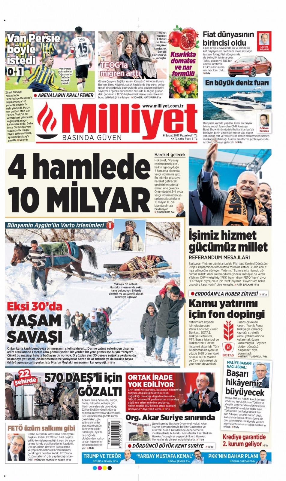 6 Şubat Pazartesi Gazete Manşetleri 4