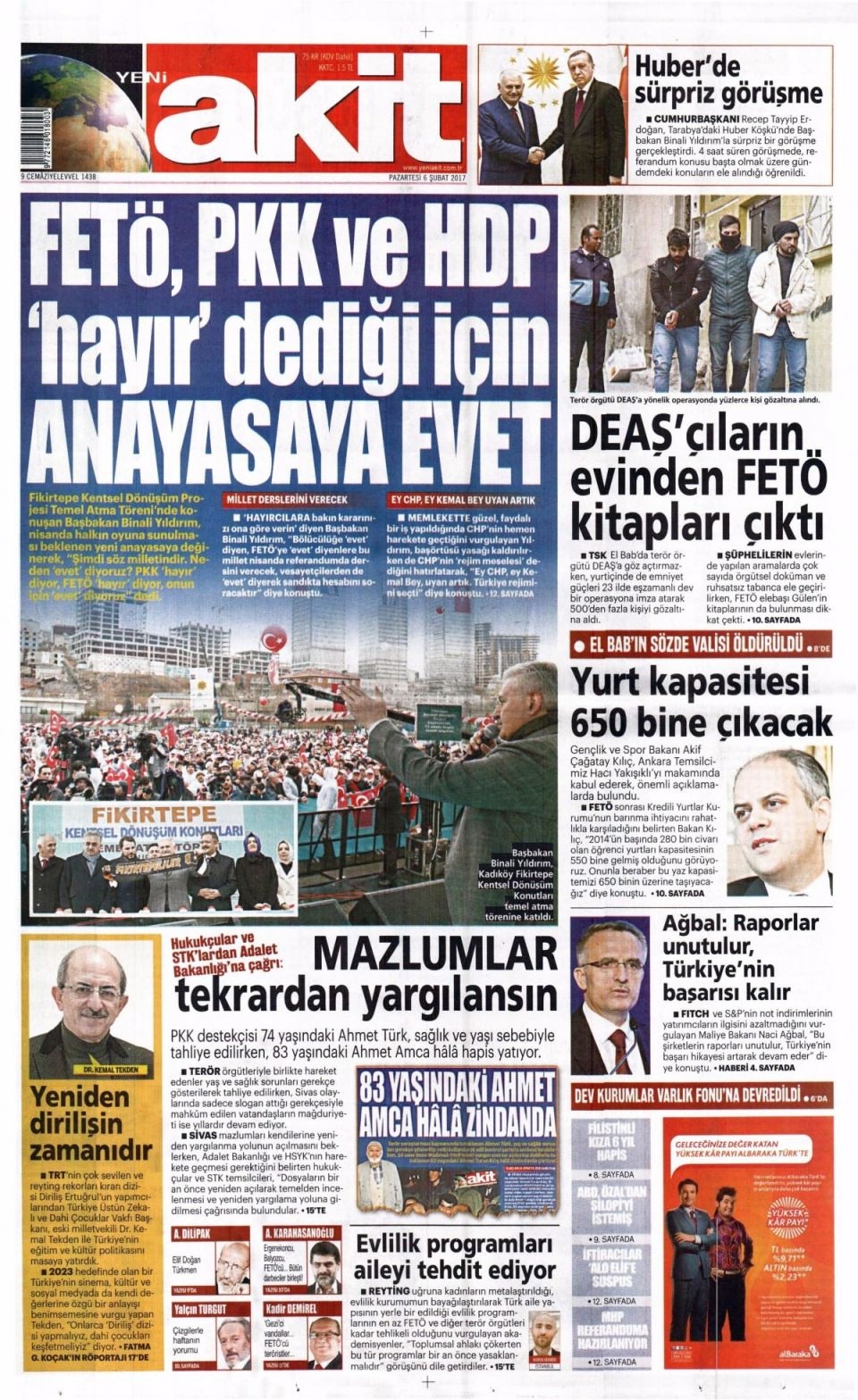 6 Şubat Pazartesi Gazete Manşetleri 6