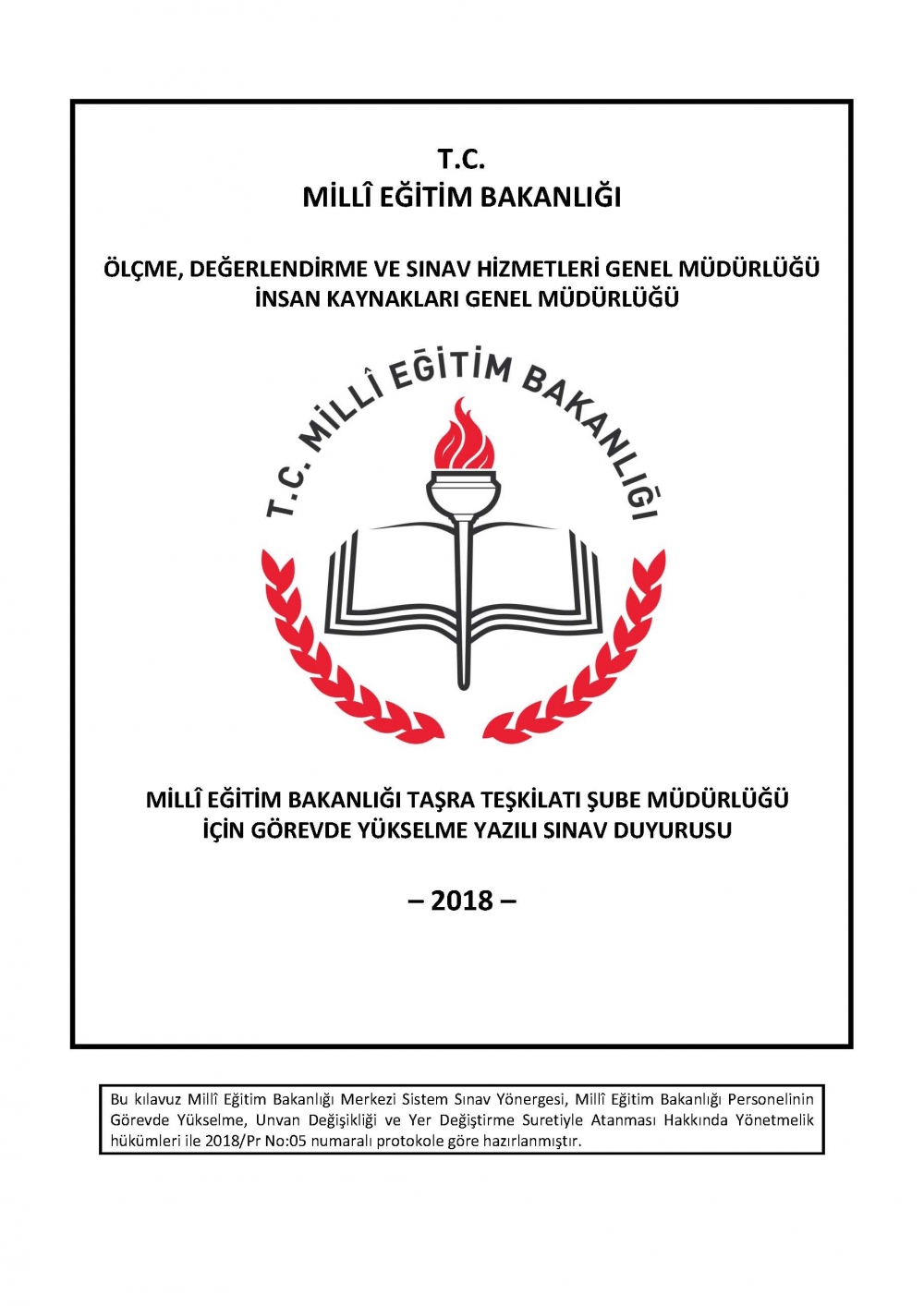 MEB Şube Müdürlüğü 2018 Sınav Kılavuzu Duyurusu 1