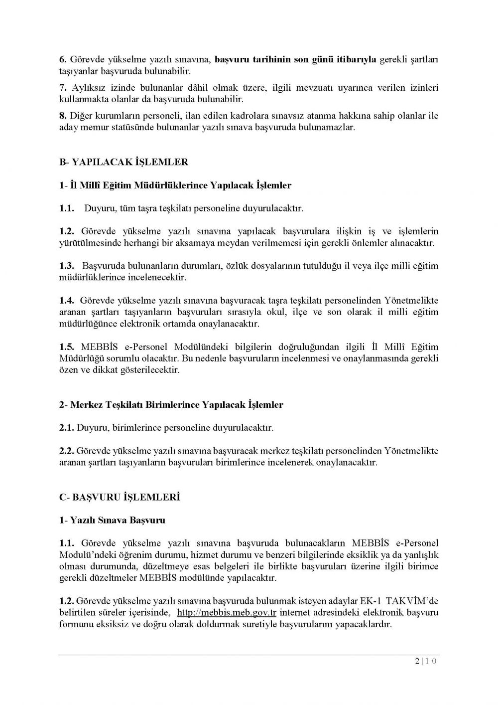 MEB Şube Müdürlüğü 2018 Sınav Kılavuzu Duyurusu 3