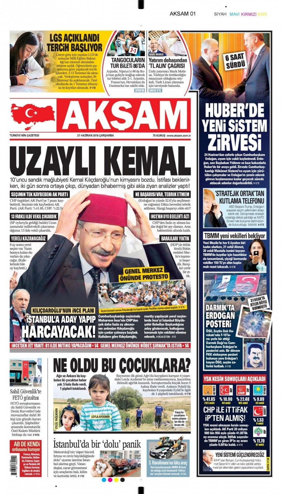 27 Haziran 2018 gazete manşetleri 10