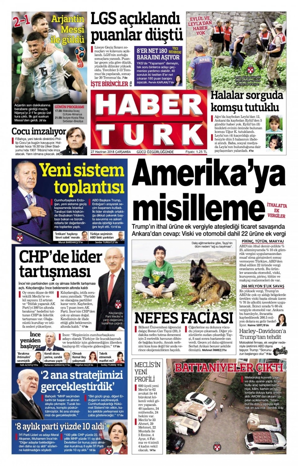27 Haziran 2018 gazete manşetleri 11