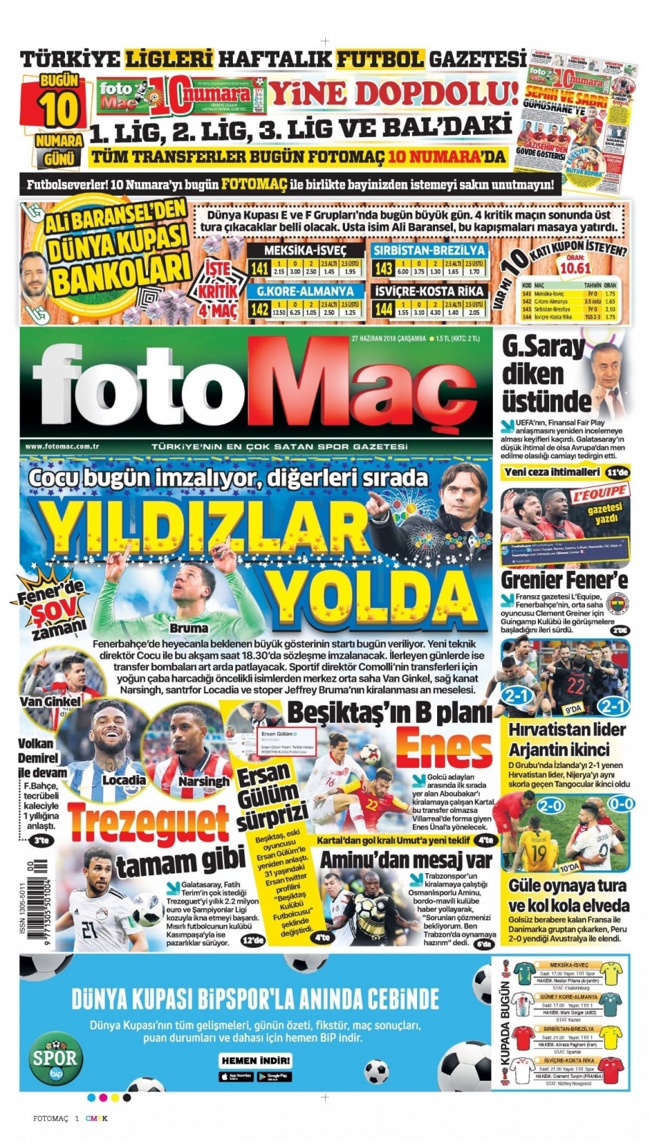 27 Haziran 2018 gazete manşetleri 15