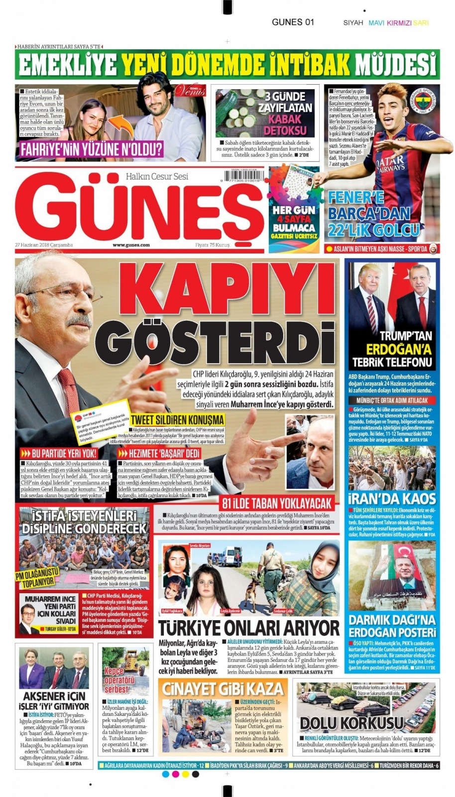 27 Haziran 2018 gazete manşetleri 17