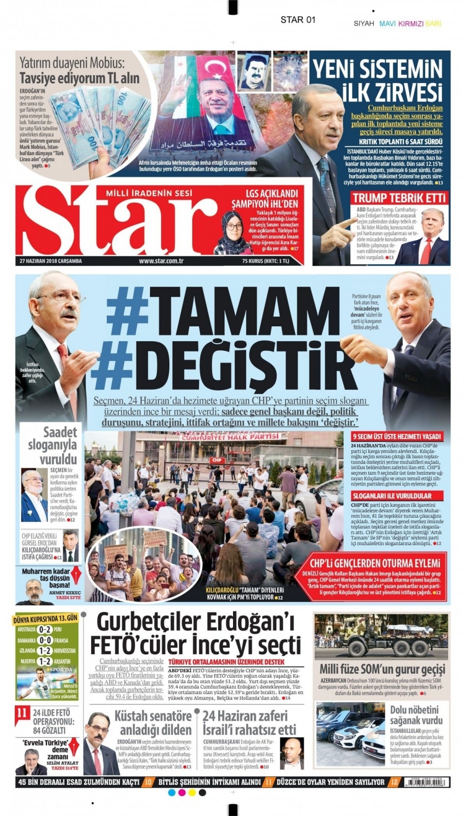 27 Haziran 2018 gazete manşetleri 2