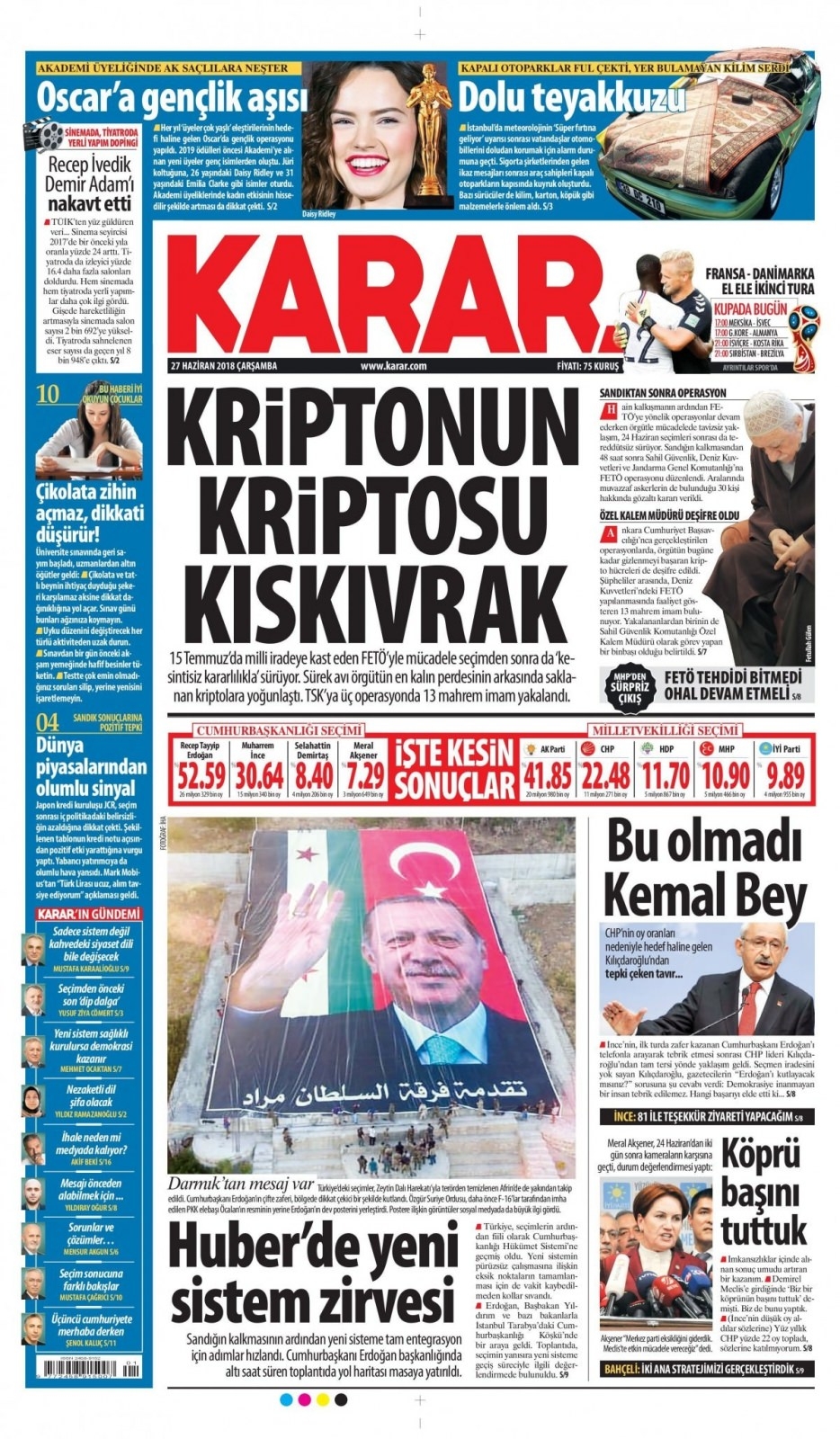 27 Haziran 2018 gazete manşetleri 21