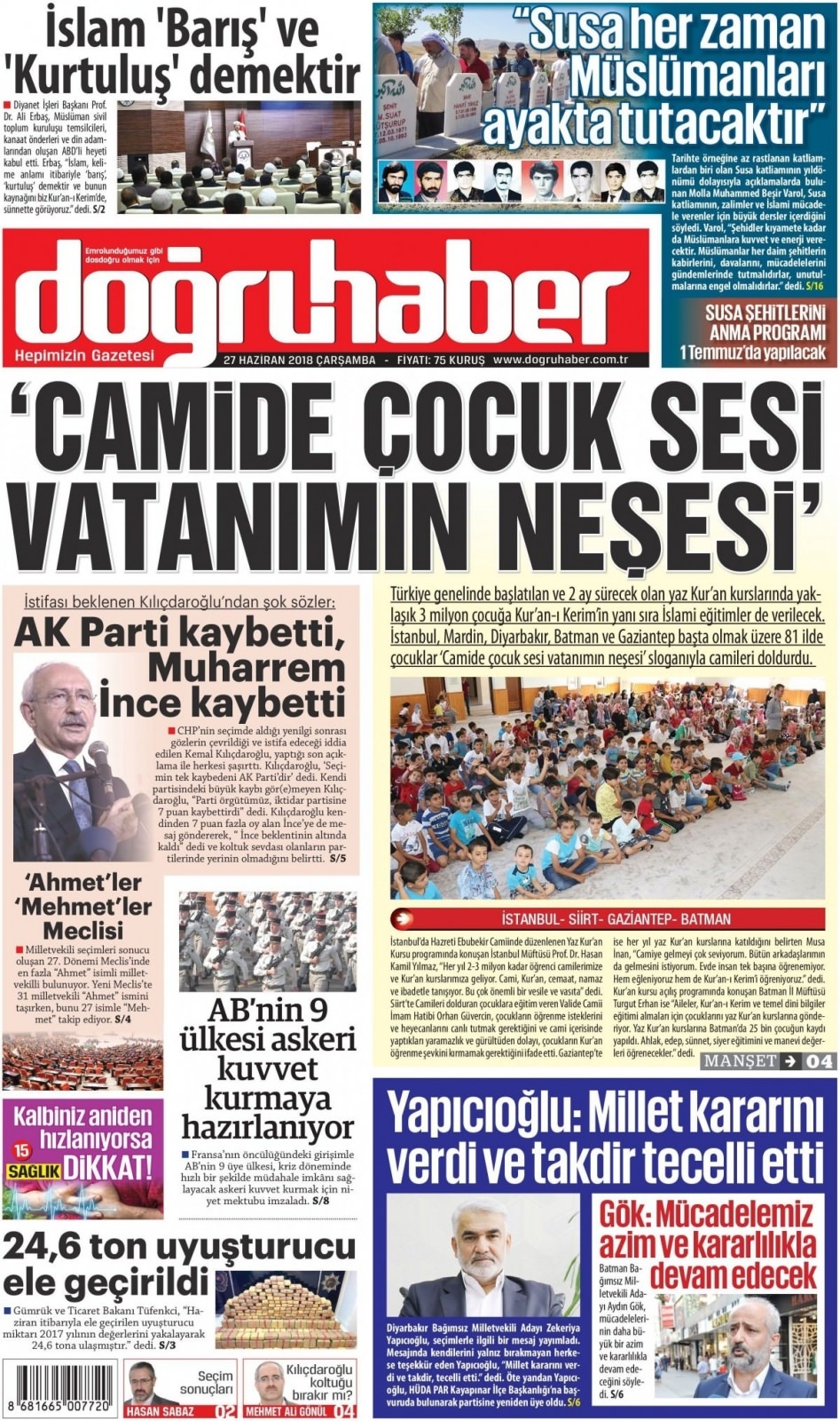27 Haziran 2018 gazete manşetleri 23