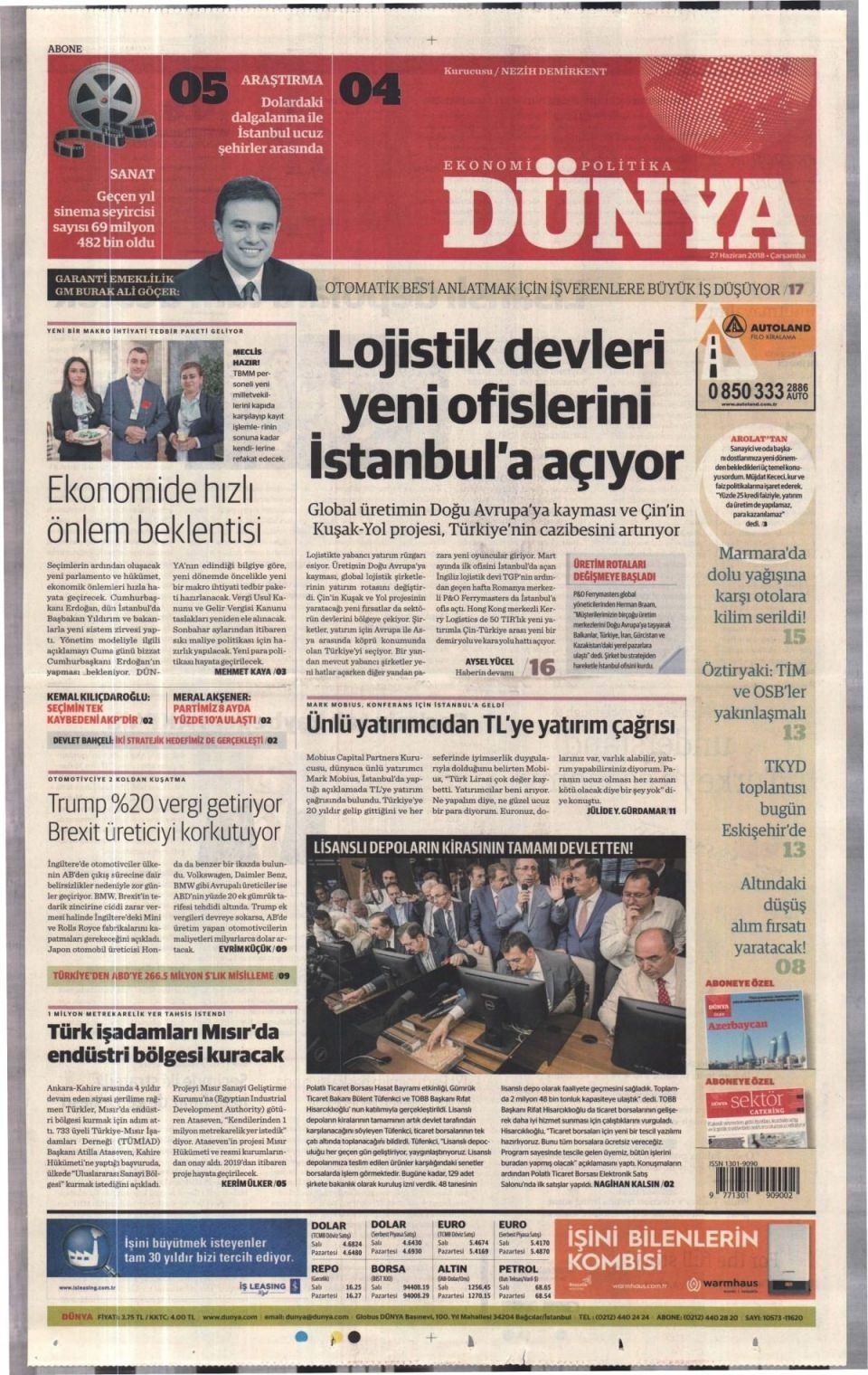 27 Haziran 2018 gazete manşetleri 24