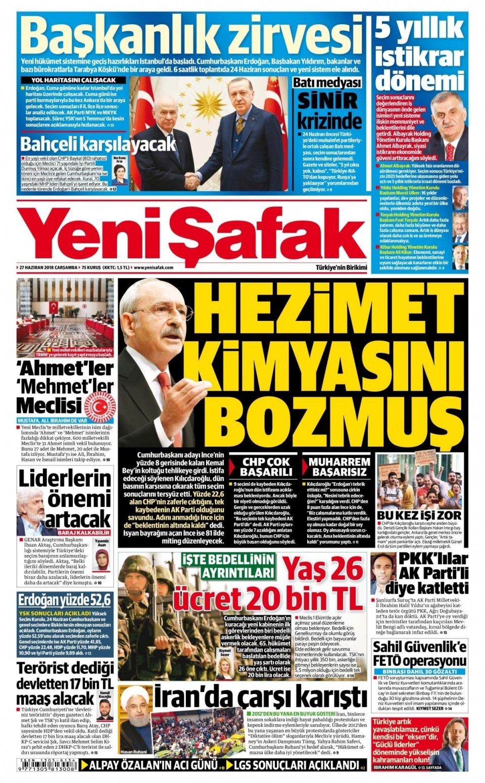 27 Haziran 2018 gazete manşetleri 3