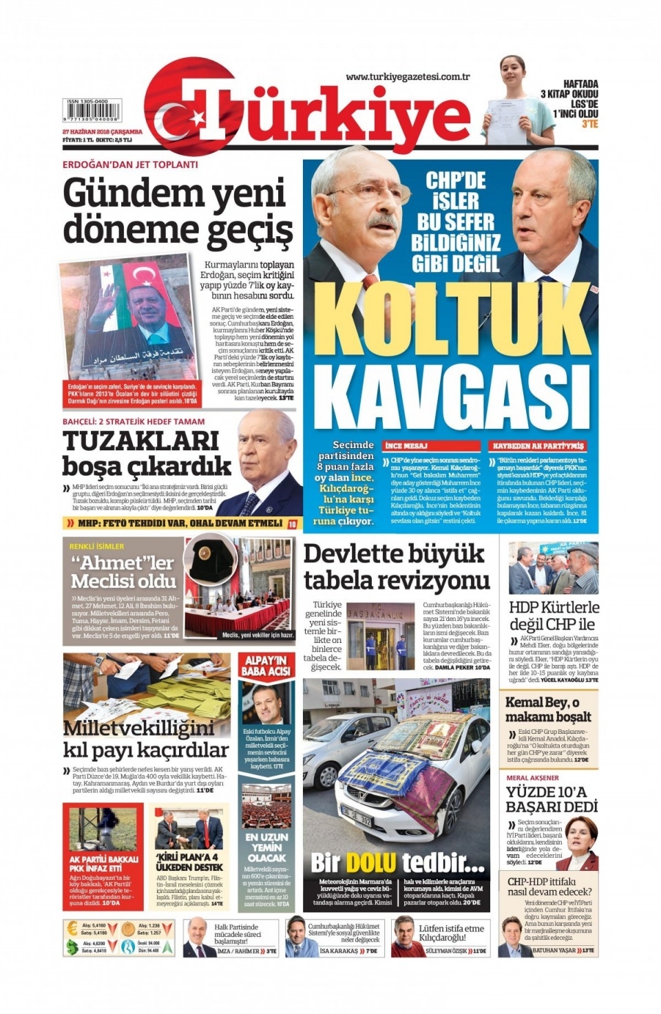 27 Haziran 2018 gazete manşetleri 5