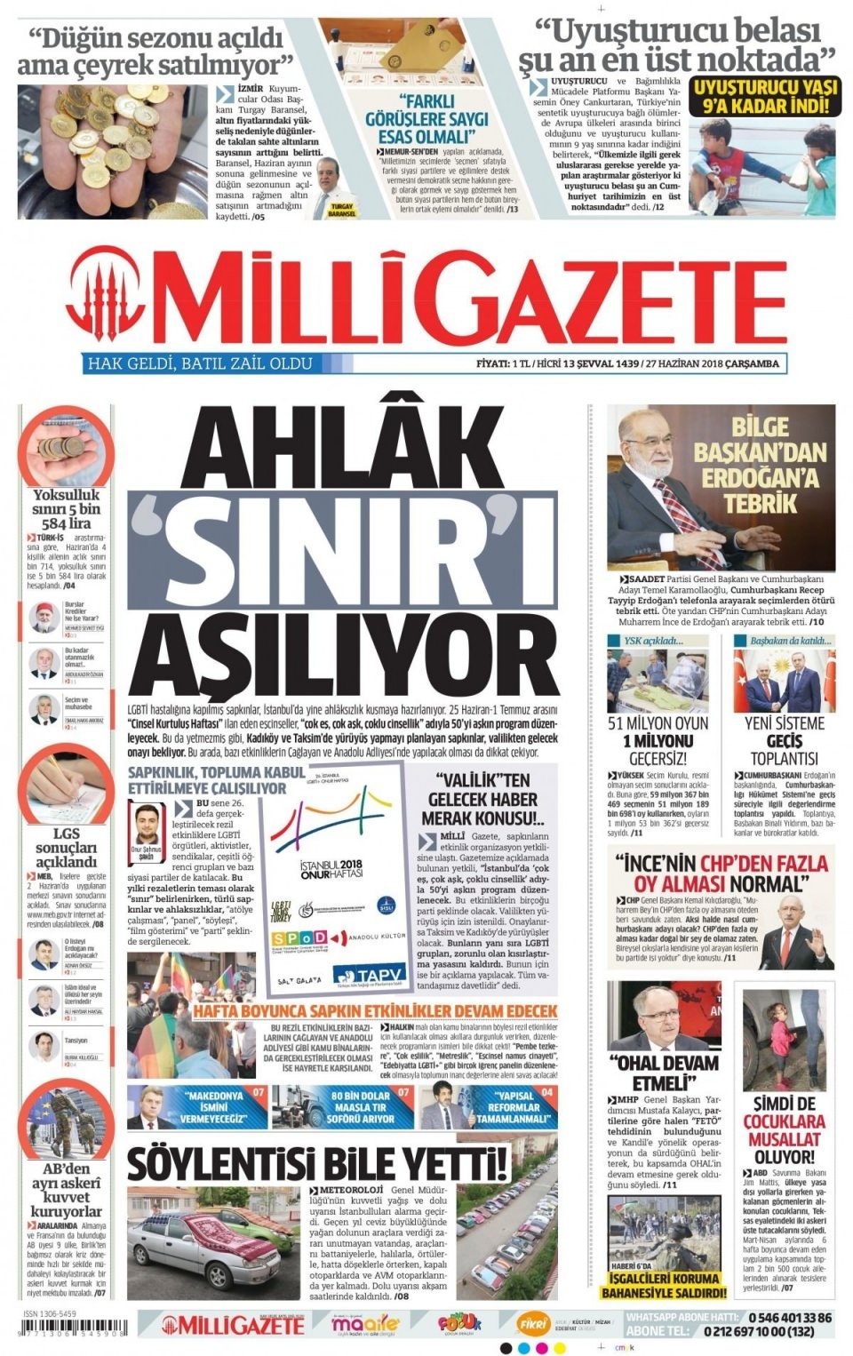 27 Haziran 2018 gazete manşetleri 9