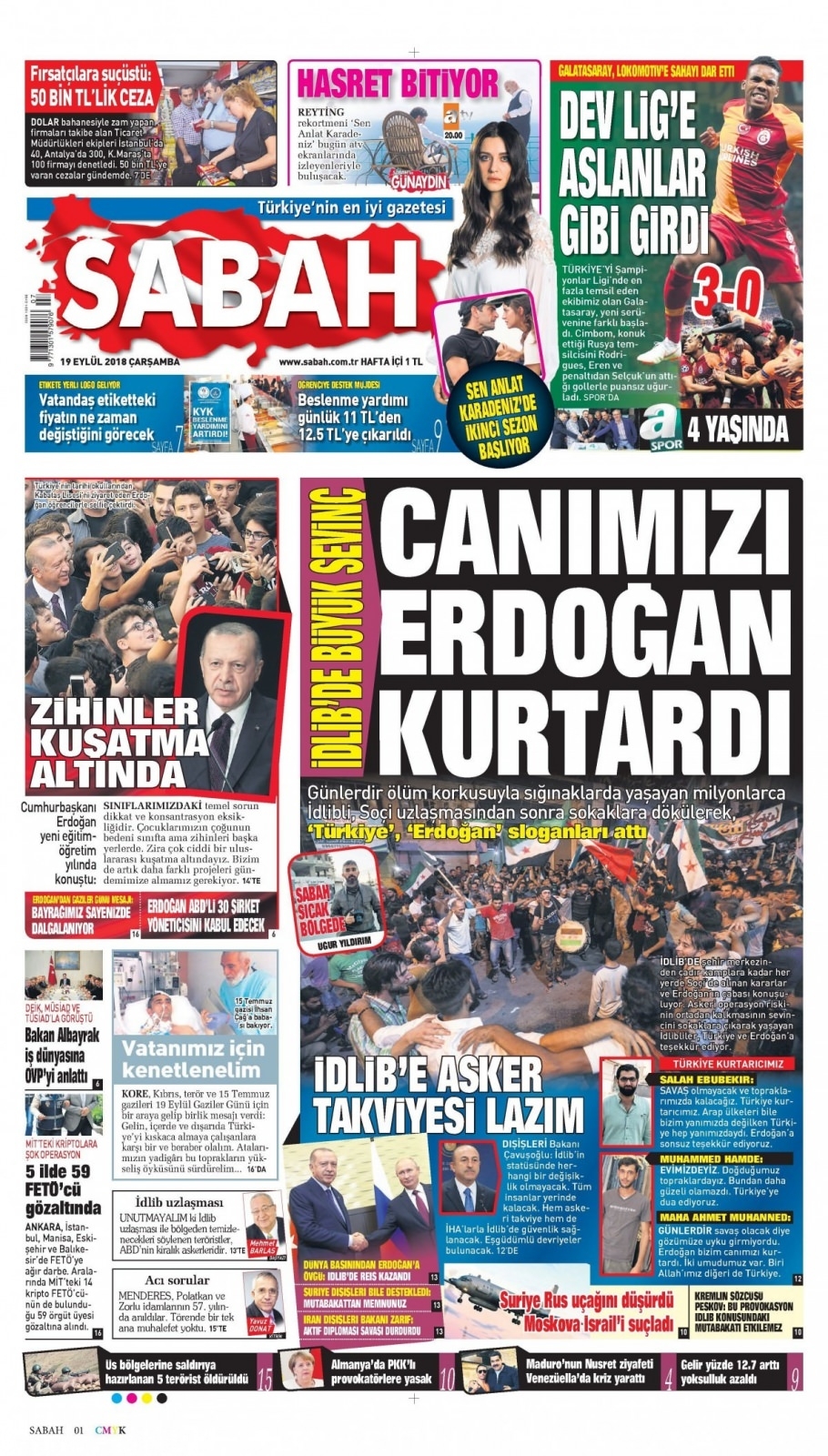 19 Eylül 2018 gazete manşetleri 1