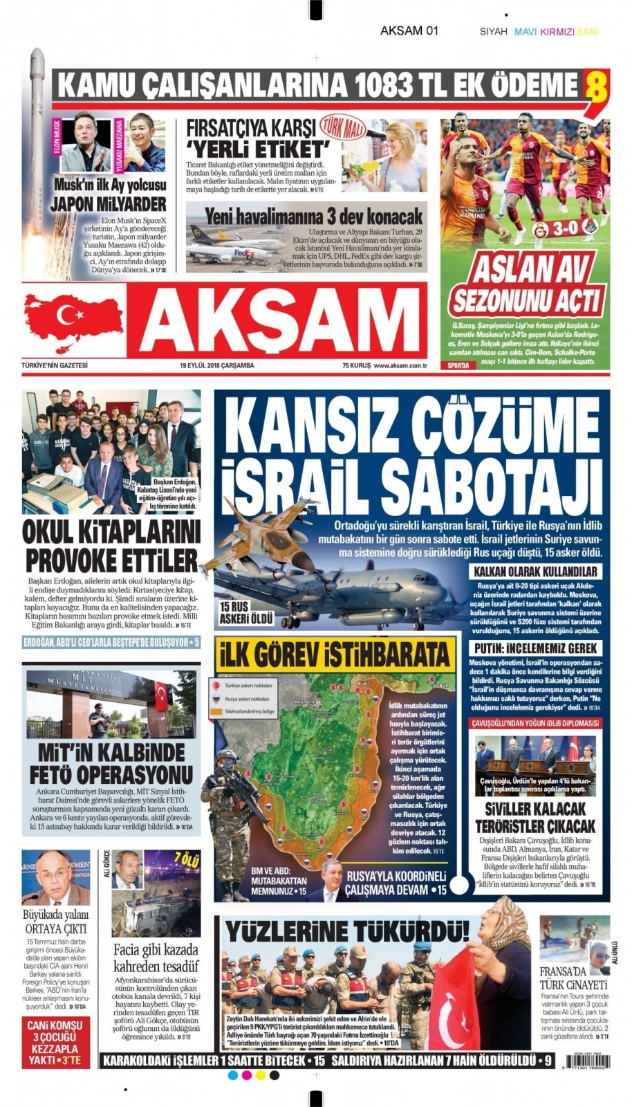 19 Eylül 2018 gazete manşetleri 10