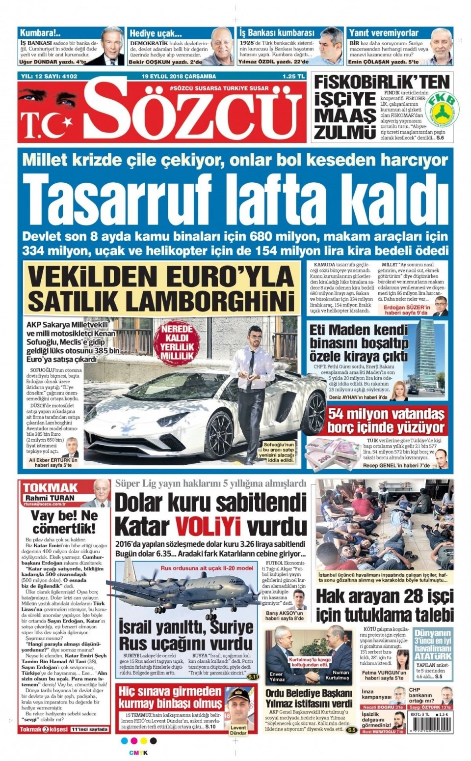 19 Eylül 2018 gazete manşetleri 11
