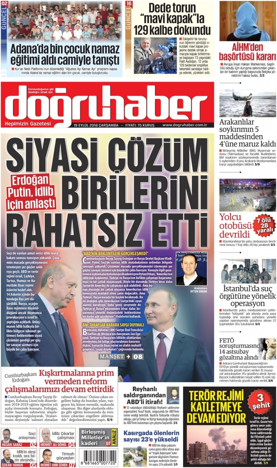 19 Eylül 2018 gazete manşetleri 21
