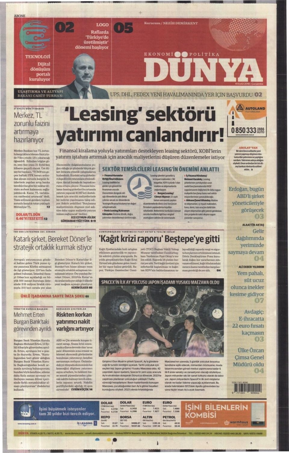 19 Eylül 2018 gazete manşetleri 23