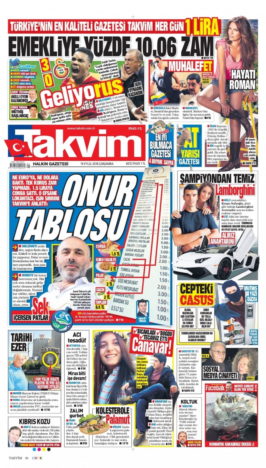 19 Eylül 2018 gazete manşetleri 8