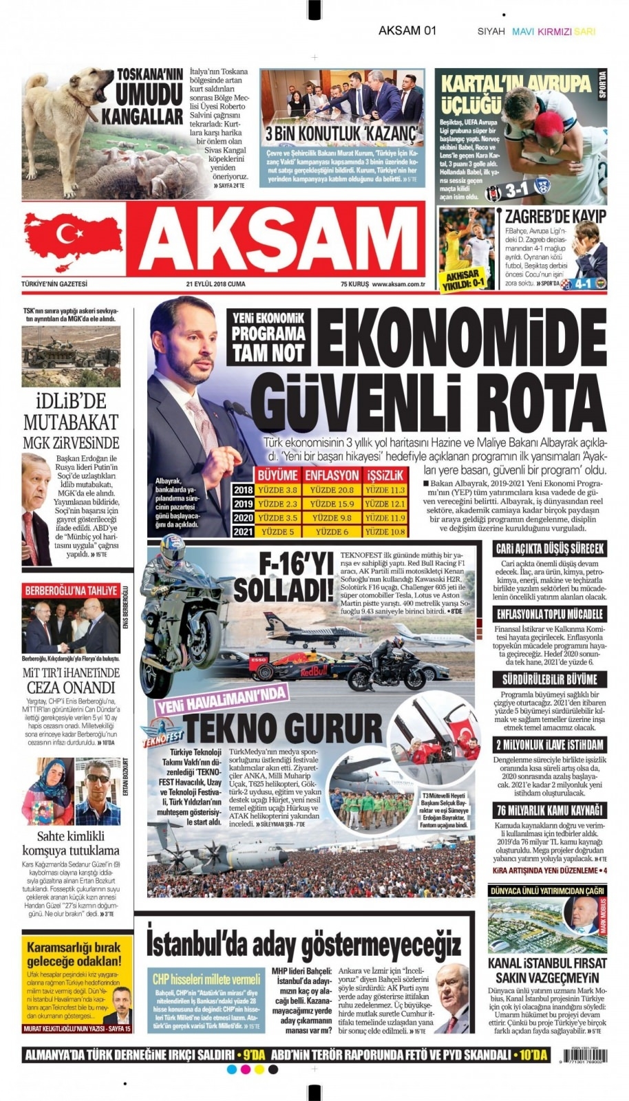 21 Eylül 2018 gazete manşetleri 10