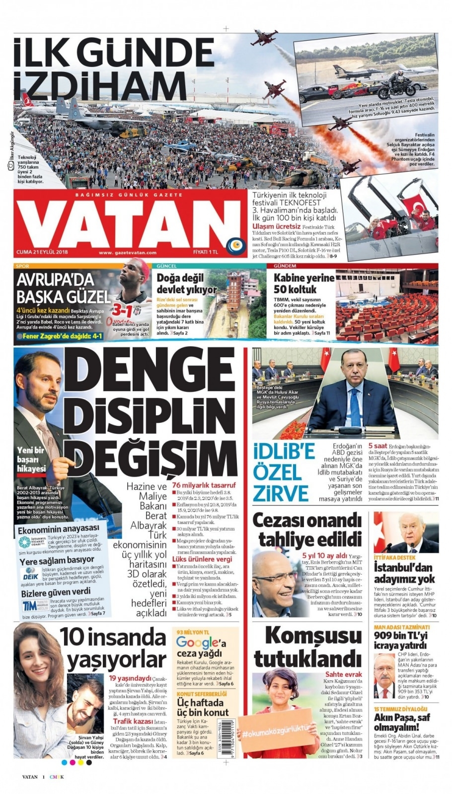 21 Eylül 2018 gazete manşetleri 12