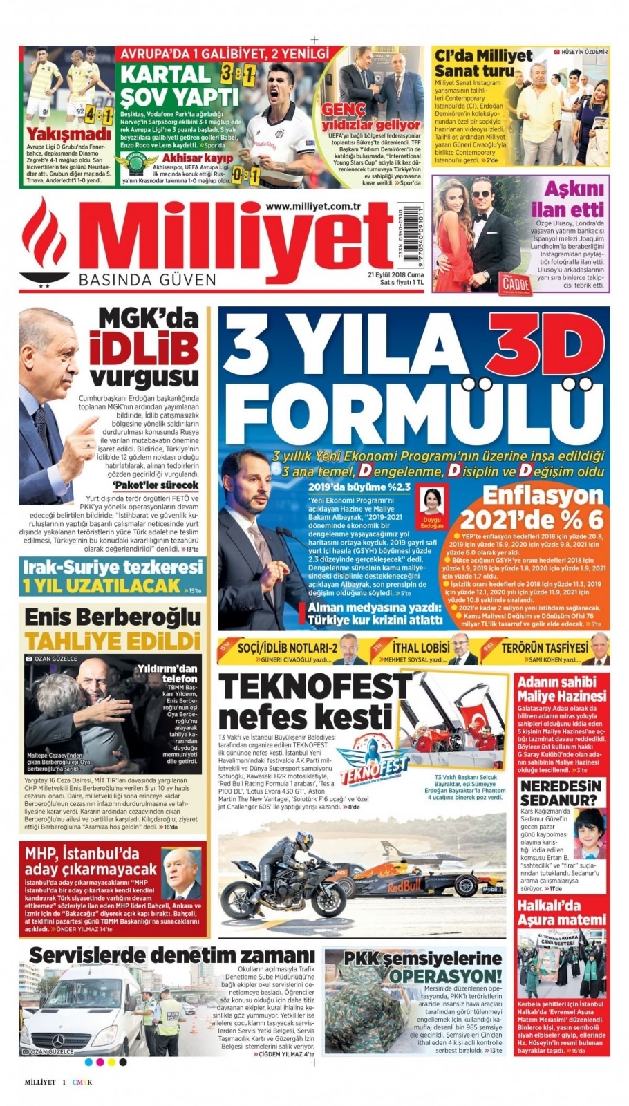 21 Eylül 2018 gazete manşetleri 4