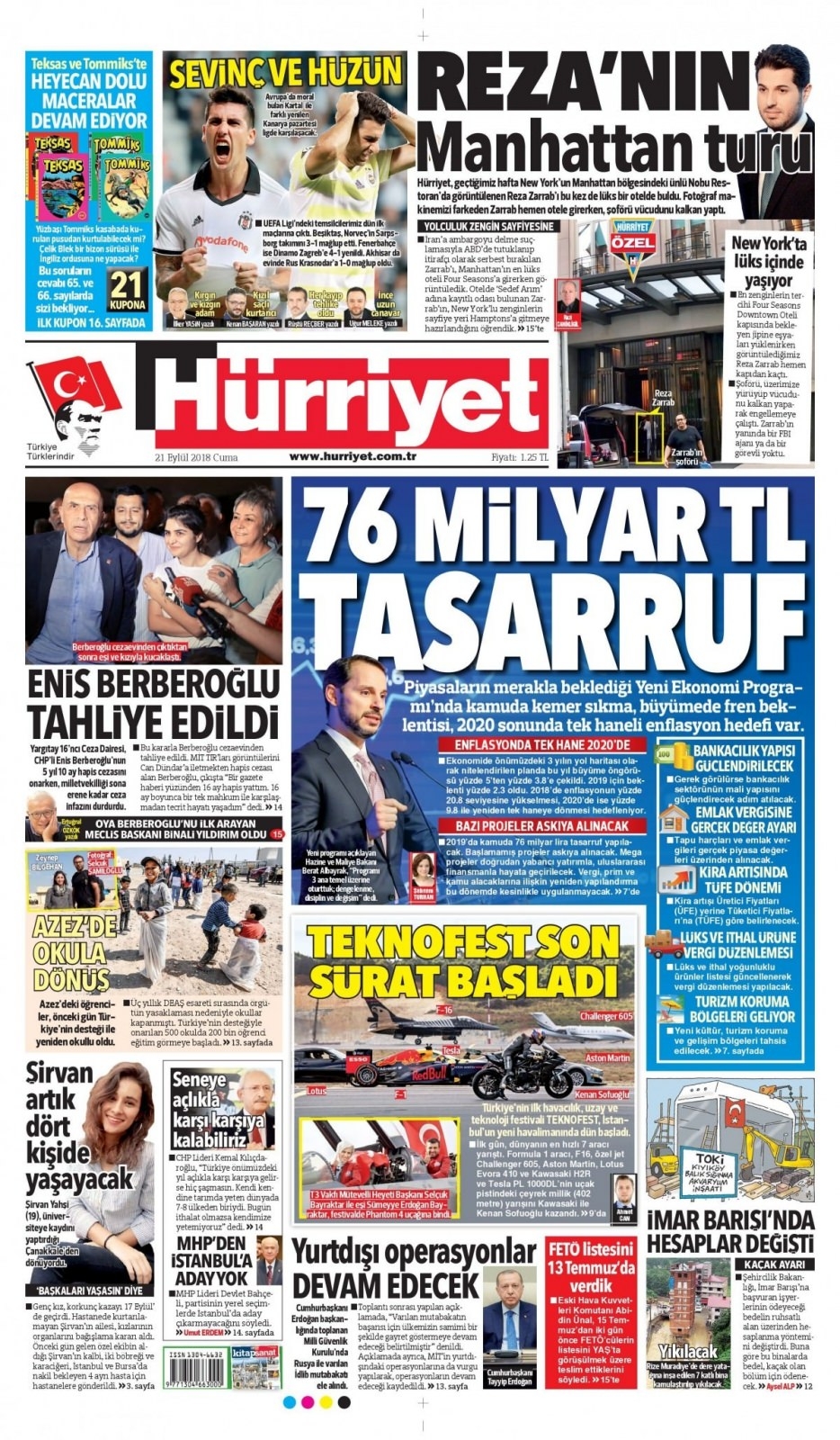 21 Eylül 2018 gazete manşetleri 7