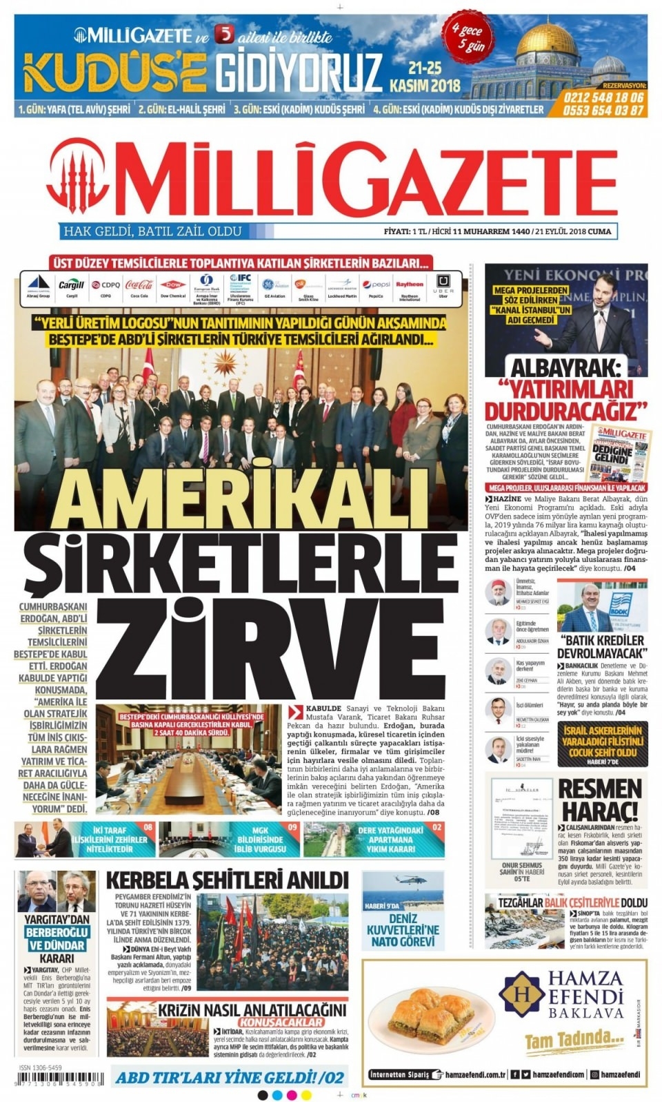 21 Eylül 2018 gazete manşetleri 9