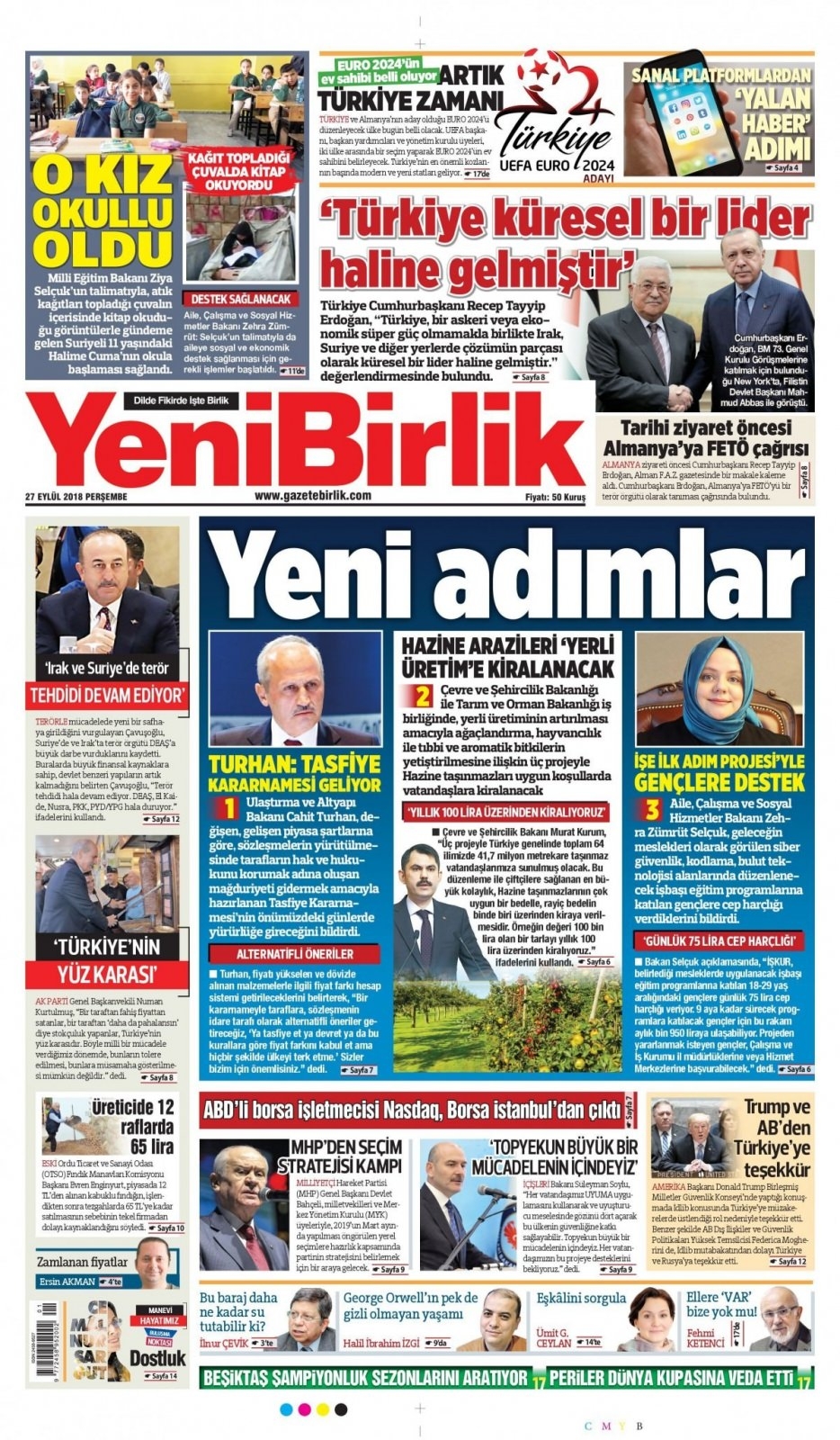 27 Eylül 2018 gazete manşetleri 20