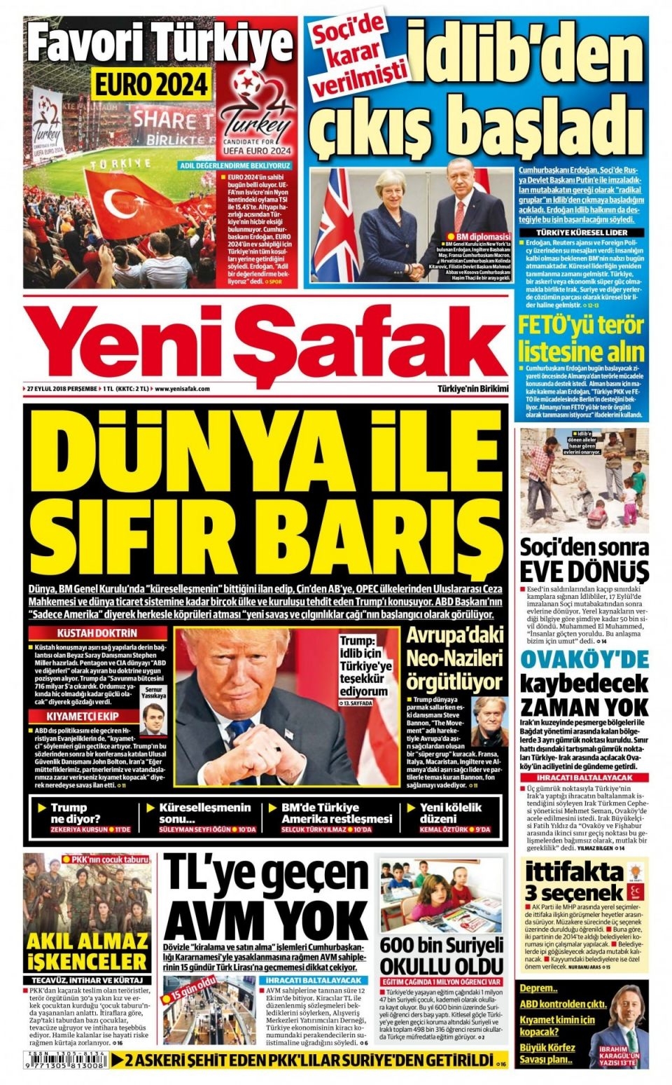 27 Eylül 2018 gazete manşetleri 3