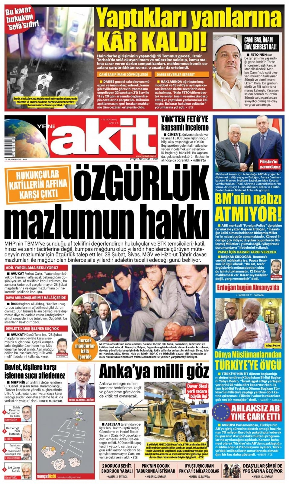 27 Eylül 2018 gazete manşetleri 6